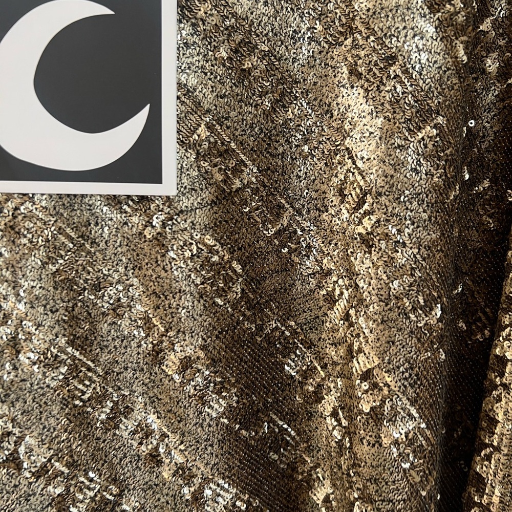 Gold One-Shoulder Sequin Fringe Mini Dress - Picture 5 of 10